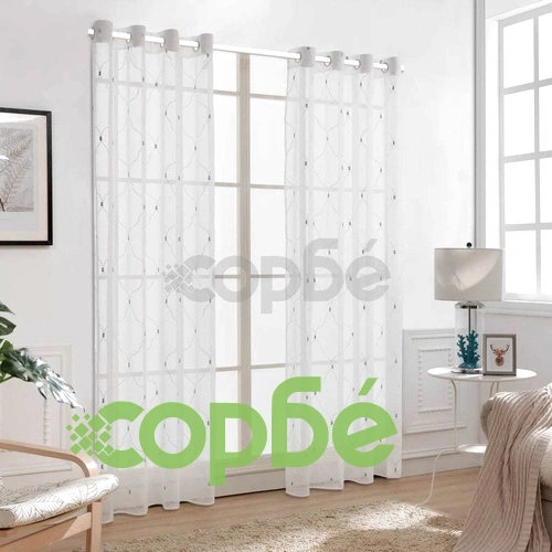 Прозрачни пердета с бродерия, 2 бр, 140x175 см, бели ➤ топ цена ➤ sorbe.bg