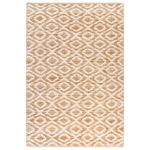 Ръчно тъкан килим от юта, текстил, 120x180 см, естествен и бял