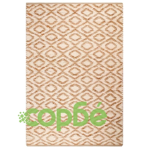 Ръчно тъкан килим от юта, текстил, 120x180 см, естествен и бял ➤ топ цена ➤ sorbe.bg