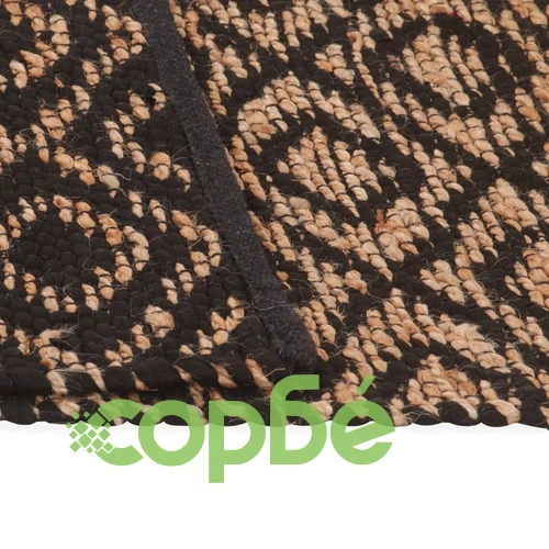 Ръчно тъкан килим от юта текстил 120x180 см естествен и черен ➤ топ цена ➤ sorbe.bg