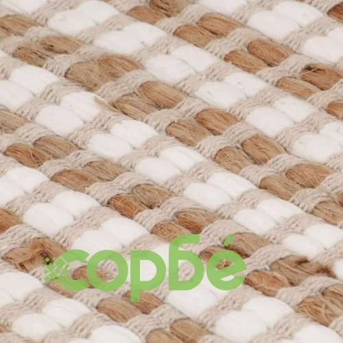 Ръчно тъкан килим от юта, текстил, 160x230 см, естествен и бял ➤ топ цена ➤ sorbe.bg