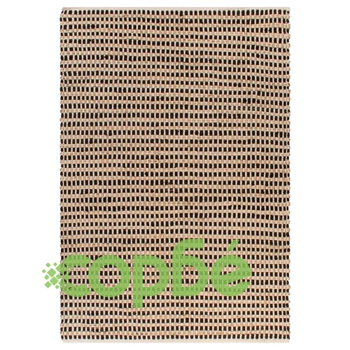 Ръчно тъкан килим от юта текстил 120x180 см естествен и черен ➤ топ цена ➤ sorbe.bg