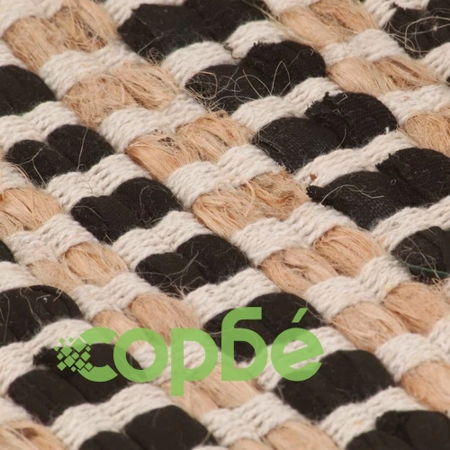 Ръчно тъкан килим от юта текстил 120x180 см естествен и черен ➤ топ цена ➤ sorbe.bg
