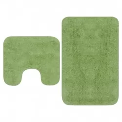 Комплект постелки за баня, 2 бр, текстил, зелени