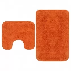 Комплект постелки за баня, 2 бр, текстил, оранжеви
