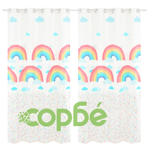 Детски блекаут завеси с принт, 2 бр, 140x240 см, дъга ➤ топ цена ➤ sorbe.bg