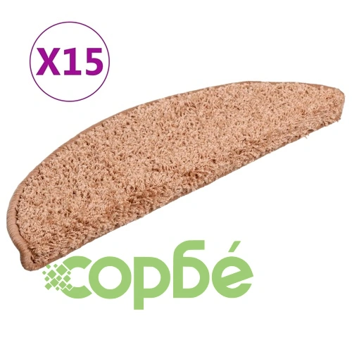 Изтривалки за стълби, 15 бр., 56x17x3 см, бежови, полукръгли ➤ топ цена ➤ sorbe.bg