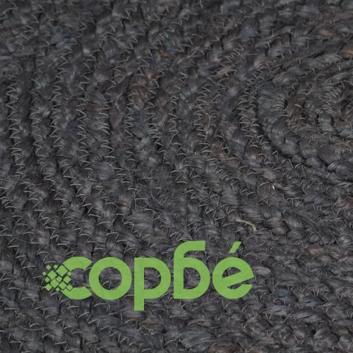 Ръчно тъкан килим от юта, кръгъл, 90 см, тъмносив ➤ топ цена ➤ sorbe.bg