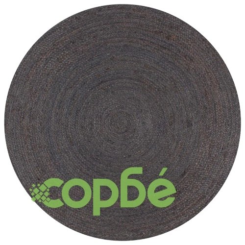 Ръчно тъкан килим от юта, кръгъл, 120 см, тъмносив ➤ топ цена ➤ sorbe.bg