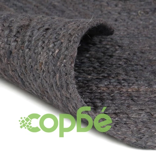 Ръчно тъкан килим от юта, кръгъл, 120 см, тъмносив ➤ топ цена ➤ sorbe.bg