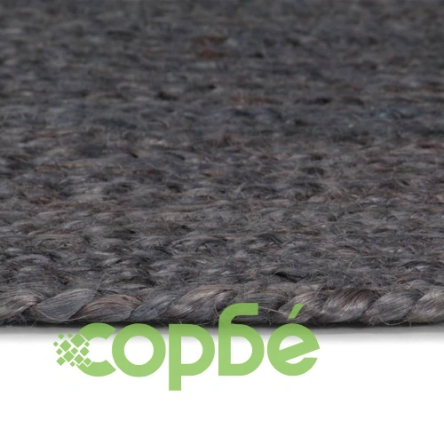 Ръчно тъкан килим от юта, кръгъл, 120 см, тъмносив ➤ топ цена ➤ sorbe.bg