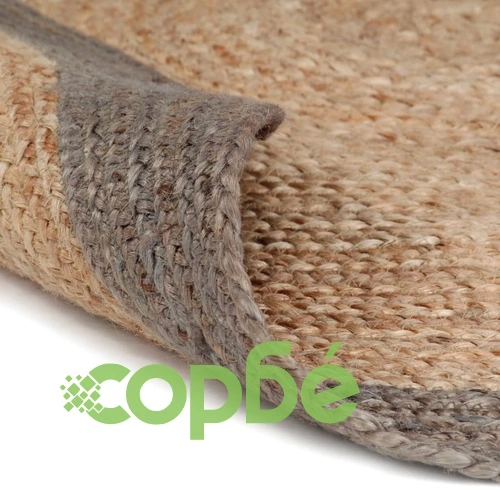 Ръчно тъкан килим от юта, сив кант, 120 см ➤ топ цена ➤ sorbe.bg