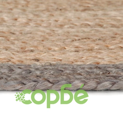 Ръчно тъкан килим от юта, сив кант, 120 см ➤ топ цена ➤ sorbe.bg