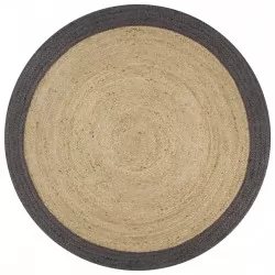Ръчно тъкан килим от юта, тъмносив кант, 120 см
