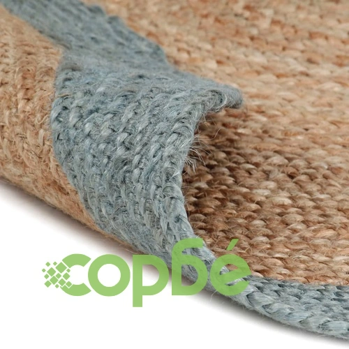 Ръчно тъкан килим от юта, маслиненозелен кант, 90 см ➤ топ цена ➤ sorbe.bg