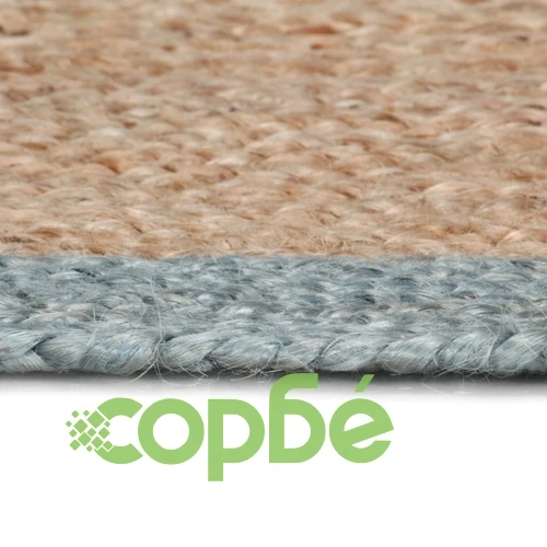 Ръчно тъкан килим от юта, маслиненозелен кант, 90 см ➤ топ цена ➤ sorbe.bg