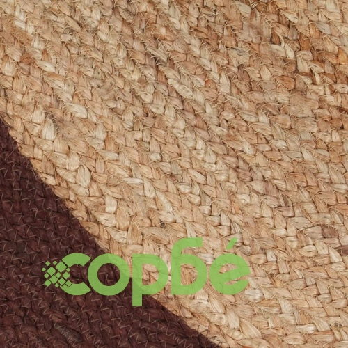 Ръчно тъкан килим от юта, кафяв кант, 150 см ➤ топ цена ➤ sorbe.bg