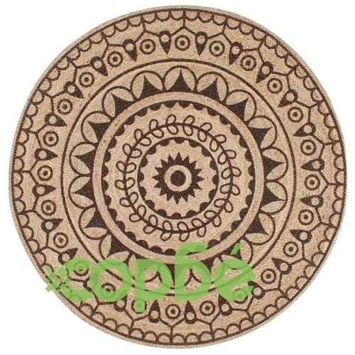 Ръчно тъкан килим от юта, тъмнокафяв принт, 90 см ➤ топ цена ➤ sorbe.bg