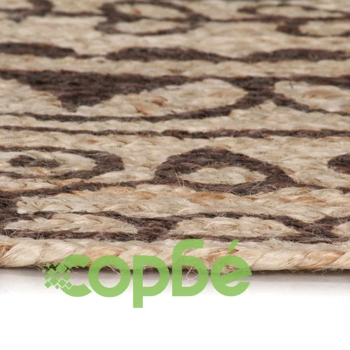 Ръчно тъкан килим от юта, тъмнокафяв принт, 90 см ➤ топ цена ➤ sorbe.bg