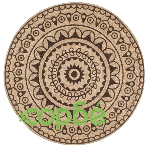 Ръчно тъкан килим от юта, тъмнокафяв принт, 120 см ➤ топ цена ➤ sorbe.bg