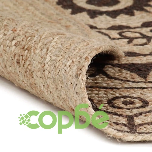 Ръчно тъкан килим от юта, тъмнокафяв принт, 120 см ➤ топ цена ➤ sorbe.bg