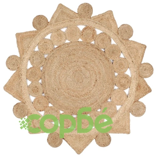 Ръчно плетен килим от юта, 120 см ➤ топ цена ➤ sorbe.bg