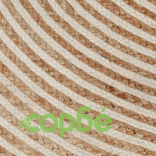 Ръчно тъкан килим от юта, дизайн на спирали, бял, 120 см ➤ топ цена ➤ sorbe.bg