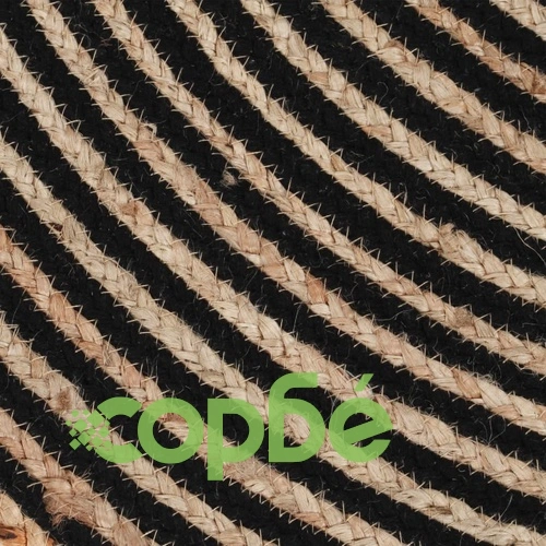 Ръчно тъкан килим от юта, дизайн на спирали, черен, 120 см ➤ топ цена ➤ sorbe.bg