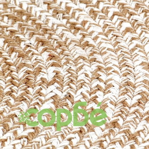 Ръчно тъкан килим от юта, бял и естествен цвят, 90 см ➤ топ цена ➤ sorbe.bg