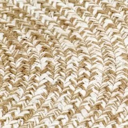 Ръчно тъкан килим от юта, бял и естествен цвят, 120 см