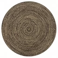 Ръчно тъкан килим от юта, черен и естествен цвят, 120 см