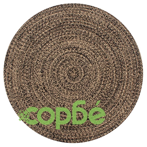 Ръчно тъкан килим от юта, черен и естествен цвят, 120 см ➤ топ цена ➤ sorbe.bg