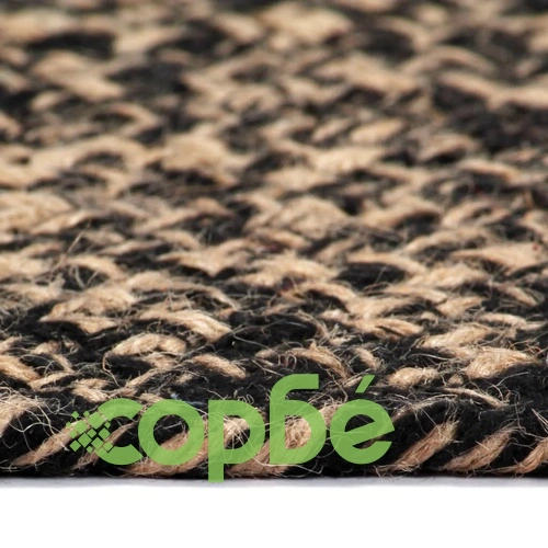 Ръчно тъкан килим от юта, черен и естествен цвят, 120 см ➤ топ цена ➤ sorbe.bg