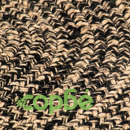 Ръчно тъкан килим от юта, черен и естествен цвят, 120 см ➤ топ цена ➤ sorbe.bg