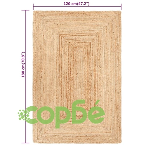 Ръчно тъкан килим от юта, естествен цвят, 120x180 см ➤ топ цена ➤ sorbe.bg