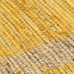 Ръчно тъкан килим от юта, жълт, 80x160 см