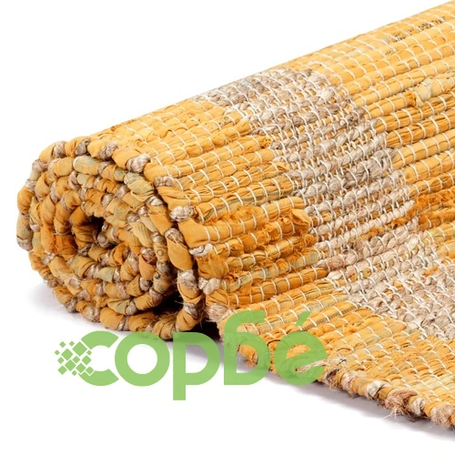 Ръчно тъкан килим от юта, жълт, 80x160 см ➤ топ цена ➤ sorbe.bg