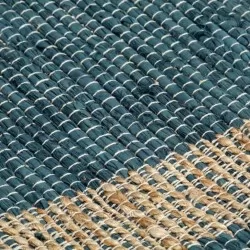 Ръчно тъкан килим от юта, син, 80x160 см