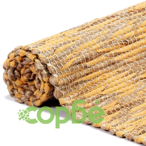 Ръчно тъкан килим от юта, жълт и естествен цвят, 80x160 см ➤ топ цена ➤ sorbe.bg