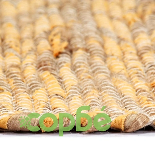 Ръчно тъкан килим от юта, жълт и естествен цвят, 80x160 см ➤ топ цена ➤ sorbe.bg