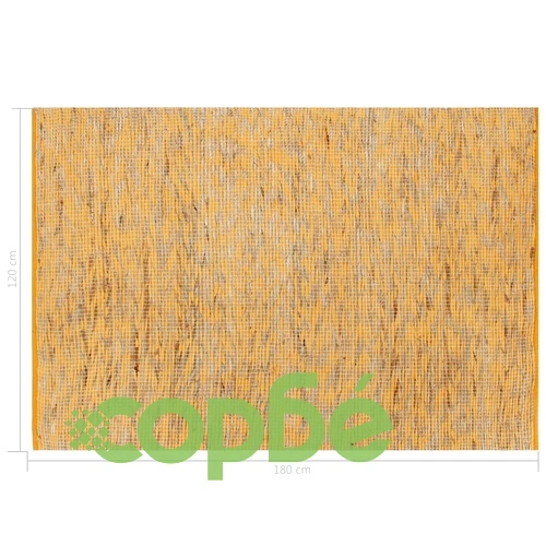 Ръчно тъкан килим от юта, жълт и естествен цвят, 120x180 см ➤ топ цена ➤ sorbe.bg