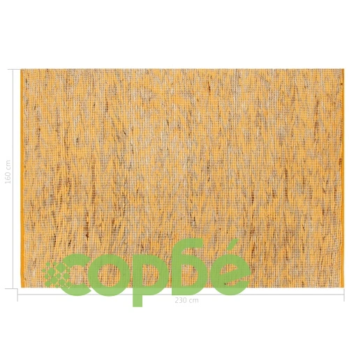 Ръчно тъкан килим от юта, жълт и естествен цвят, 160x230 см ➤ топ цена ➤ sorbe.bg