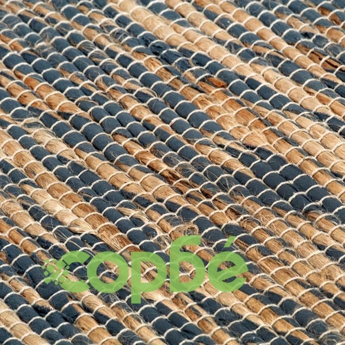 Ръчно тъкан килим от юта, син и естествен цвят, 160x230 см ➤ топ цена ➤ sorbe.bg