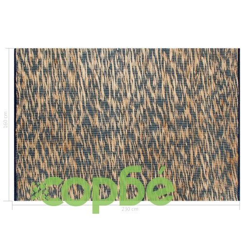 Ръчно тъкан килим от юта, син и естествен цвят, 160x230 см ➤ топ цена ➤ sorbe.bg