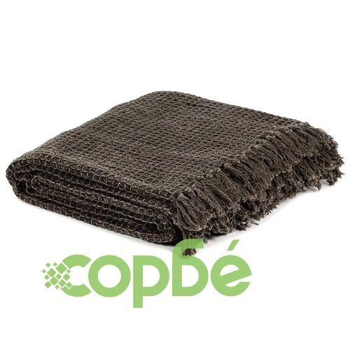 Декоративно одеяло, памук, 220x250 см, антрацит/кафяво ➤ топ цена ➤ sorbe.bg
