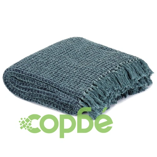 Декоративно одеяло, памук, 220x250 см, индигово синьо ➤ топ цена ➤ sorbe.bg