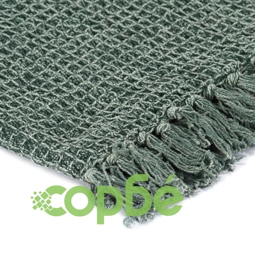 Декоративно одеяло, памук, 160x210 см, тъмнозелено  ➤ топ цена ➤ sorbe.bg