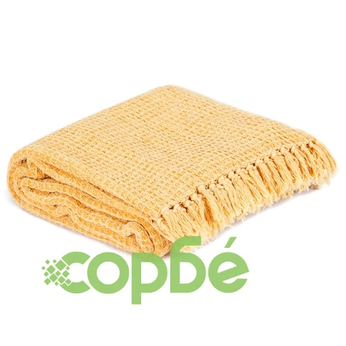 Декоративно одеяло, памук, 220x250 см, горчица  ➤ топ цена ➤ sorbe.bg