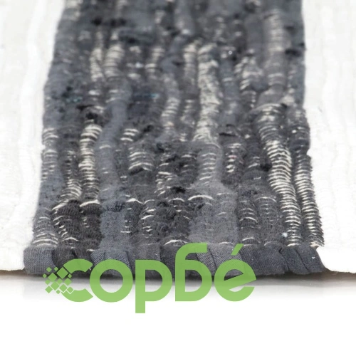 Ръчно тъкан Chindi килим, 160x230 см, антрацит и бяло ➤ топ цена ➤ sorbe.bg