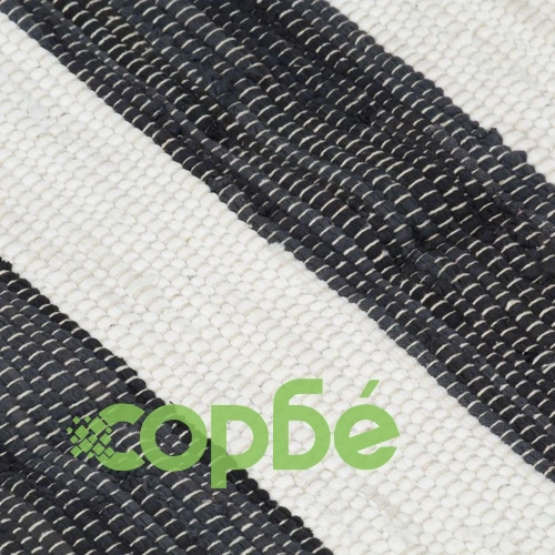 Ръчно тъкан Chindi килим, памук, 200x290 см, антрацит и бяло ➤ топ цена ➤ sorbe.bg